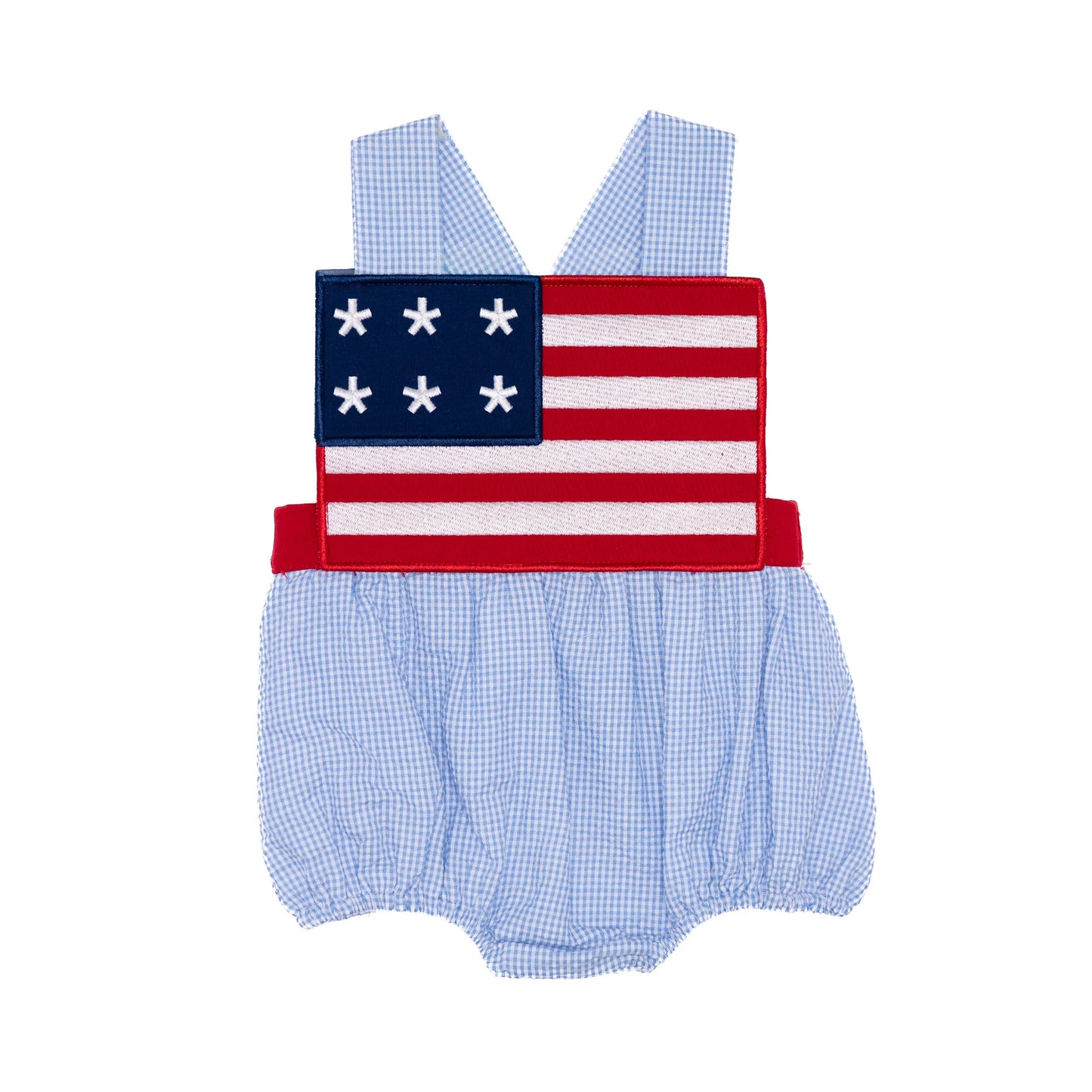 Boys Seersucker Flag Sunsuit