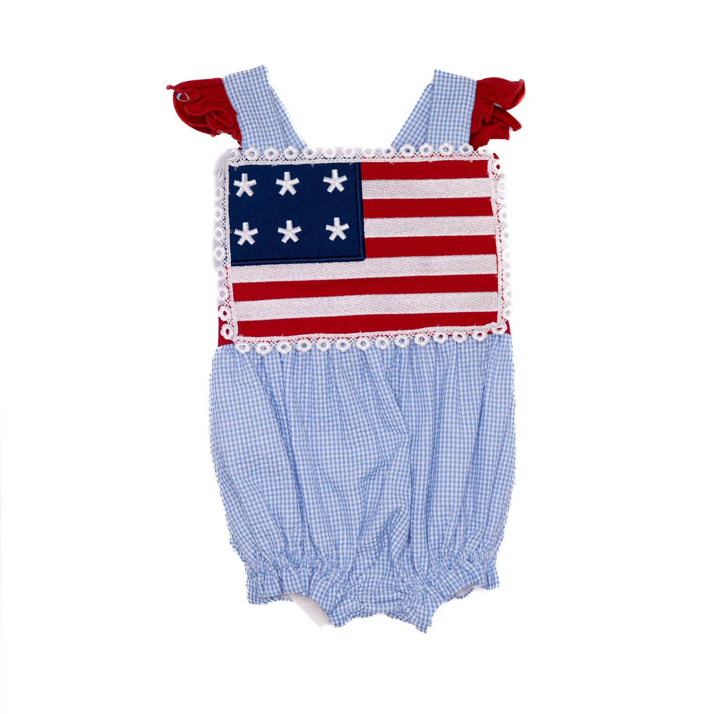 Girl Seersucker Flag Sunsuit