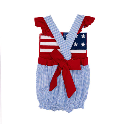 Girl Seersucker Flag Sunsuit