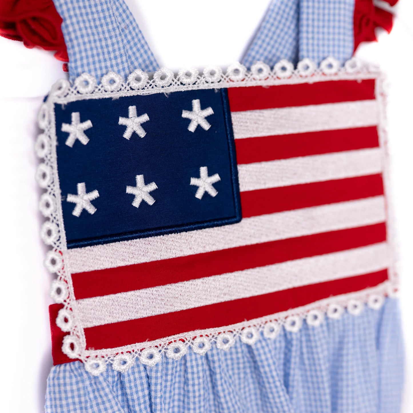 Girl Seersucker Flag Sunsuit