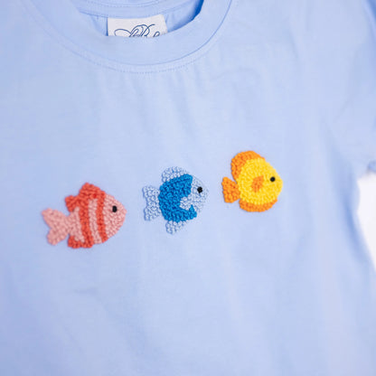 Boys French Knot Fishies Short Set