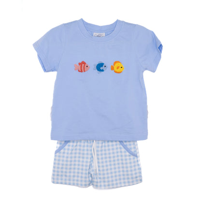 Boys French Knot Fishies Short Set