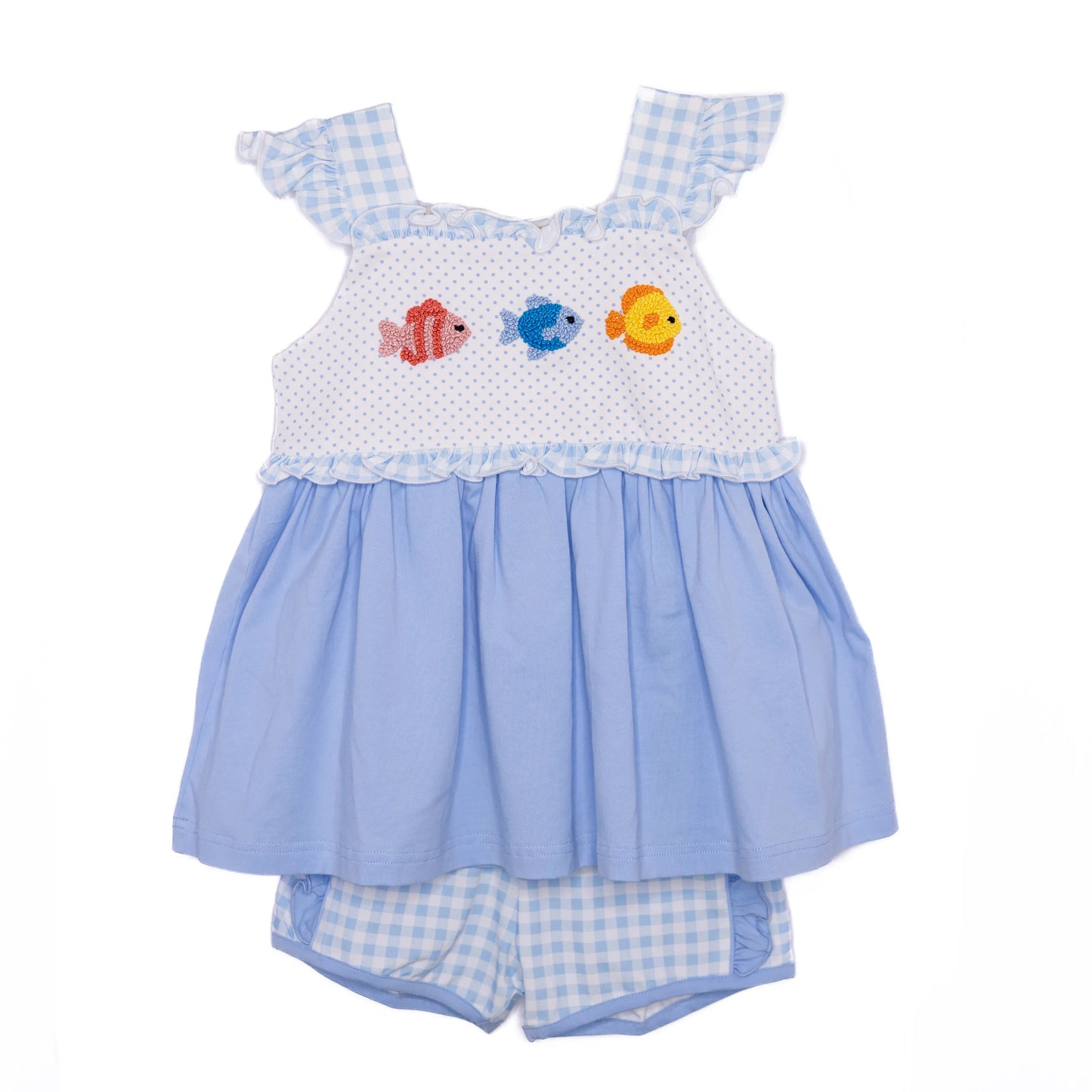 Girls French Knot Fishies Short Set