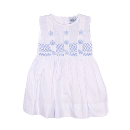 White & Blue Seashells Dress