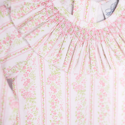 Girls Pink Palm Smocked 2PC Rash Guard