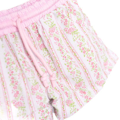 Boys Pink Palm Swim Trunks