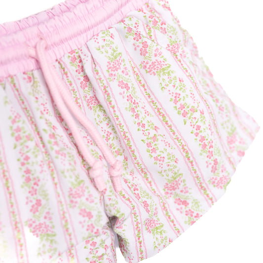 Boys Pink Palm Swim Trunks