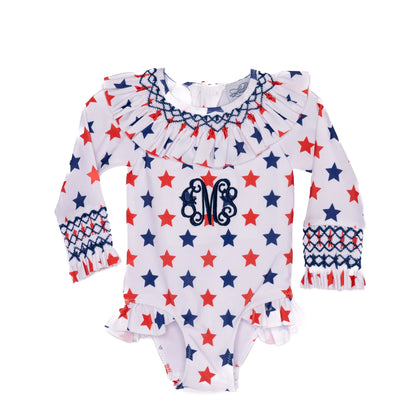 Girls Star Spangled Swim 1PC Rash Guard