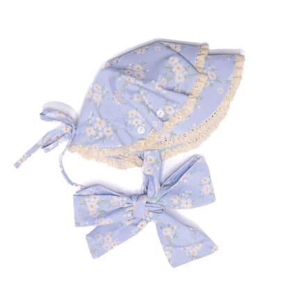 Girls Powder Blue Petals Bonnet
