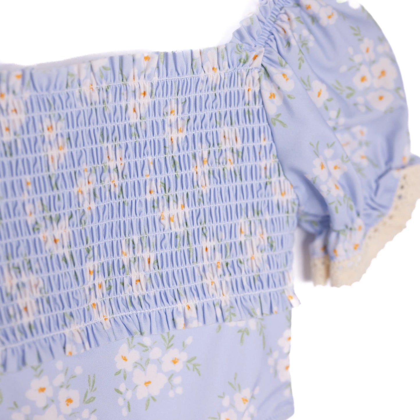Girls Powder Blue Petals 1PC Swim