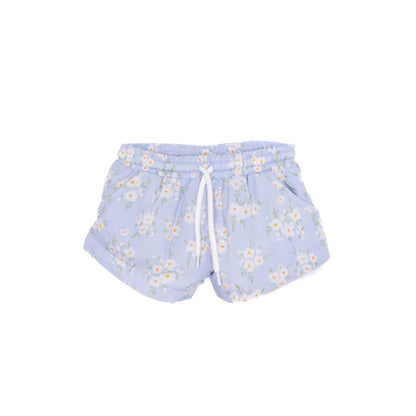 Boys Powder Blue Petals Swim Trunks