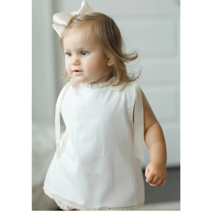 White Cream Heirloom Smocked Diaper Set
