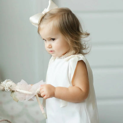 White Cream Heirloom Smocked Diaper Set