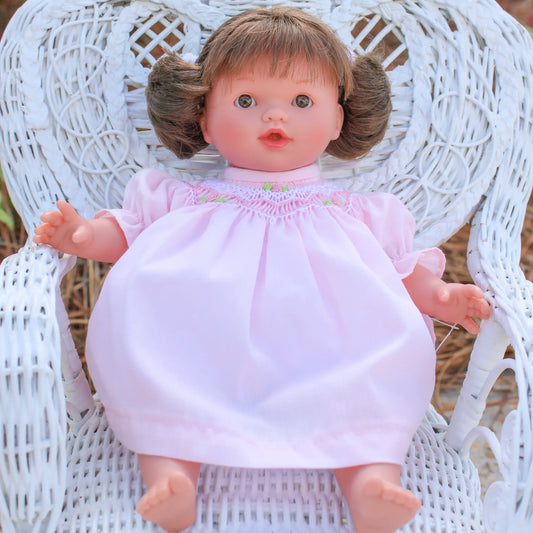 Rosalina Bella Brown Eye 10" Doll w/Pink Roselle Smocked Doll Dress