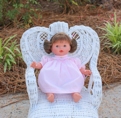 Rosalina Bella Brown Eye 10" Doll w/Pink Roselle Smocked Doll Dress