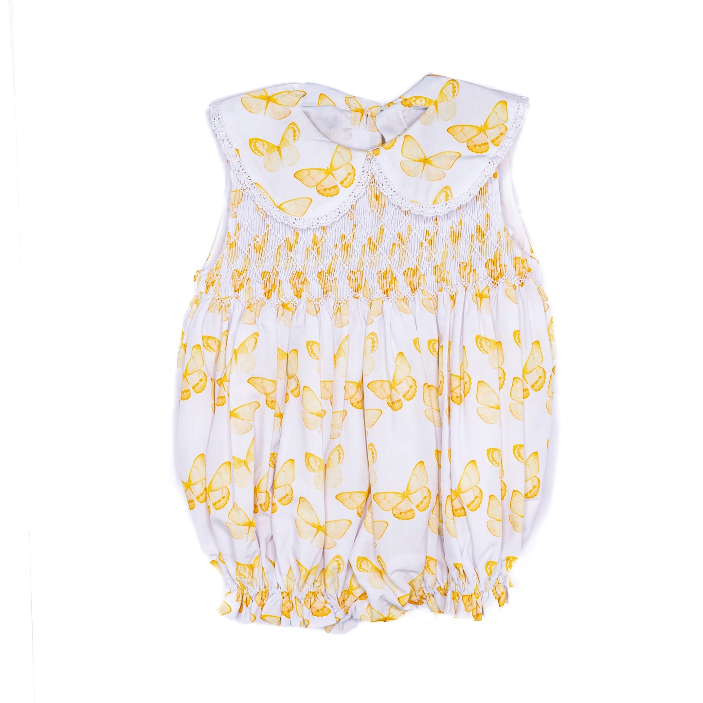 Yellow Butterflies Smocked Bubble