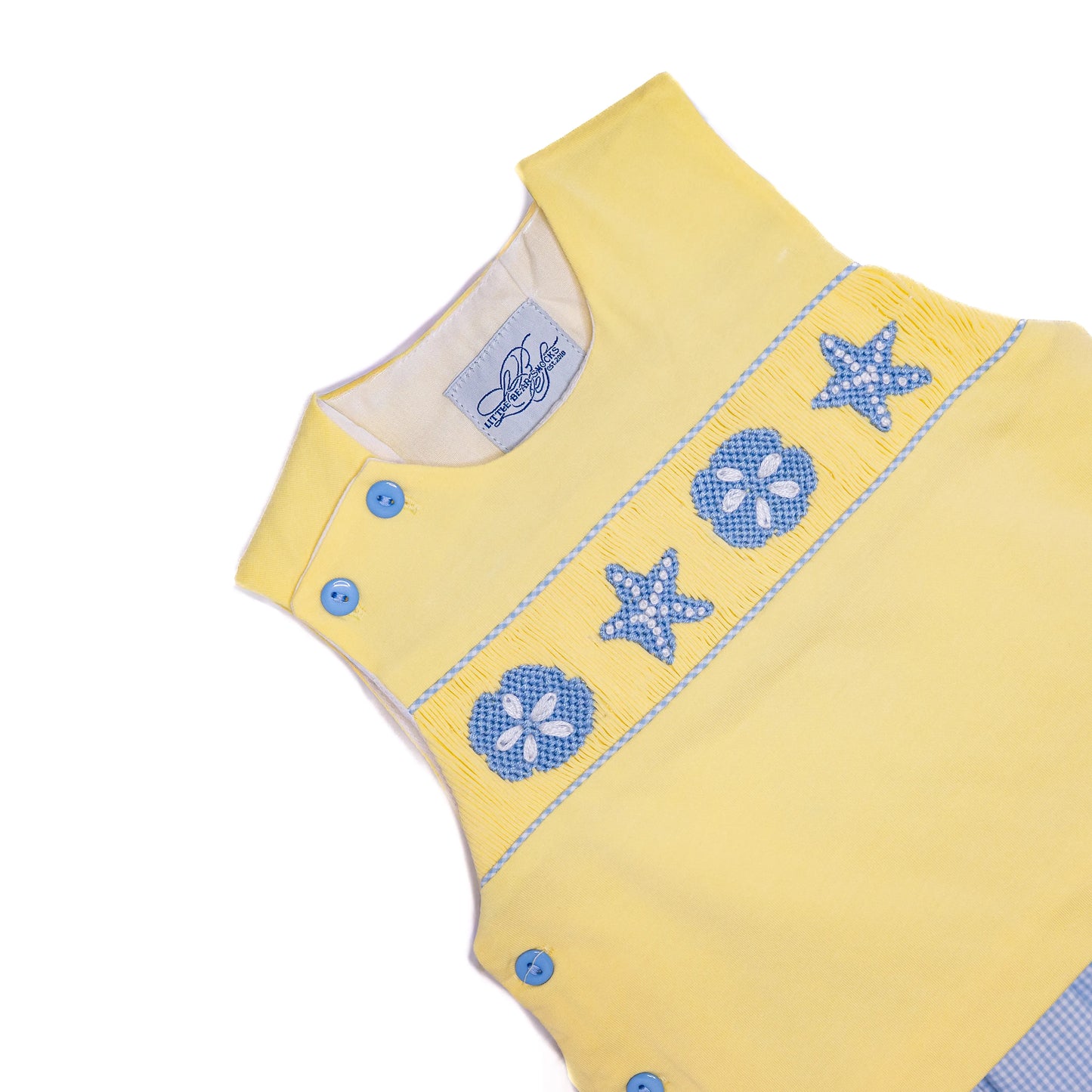 Boys Yellow & Blue Seashells Smocked Diaper Set