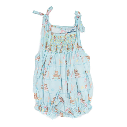 Girls Beach Teddy Bears Smocked Bubble