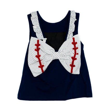 Girls French Knot Baseball Bow Back Diaper Set