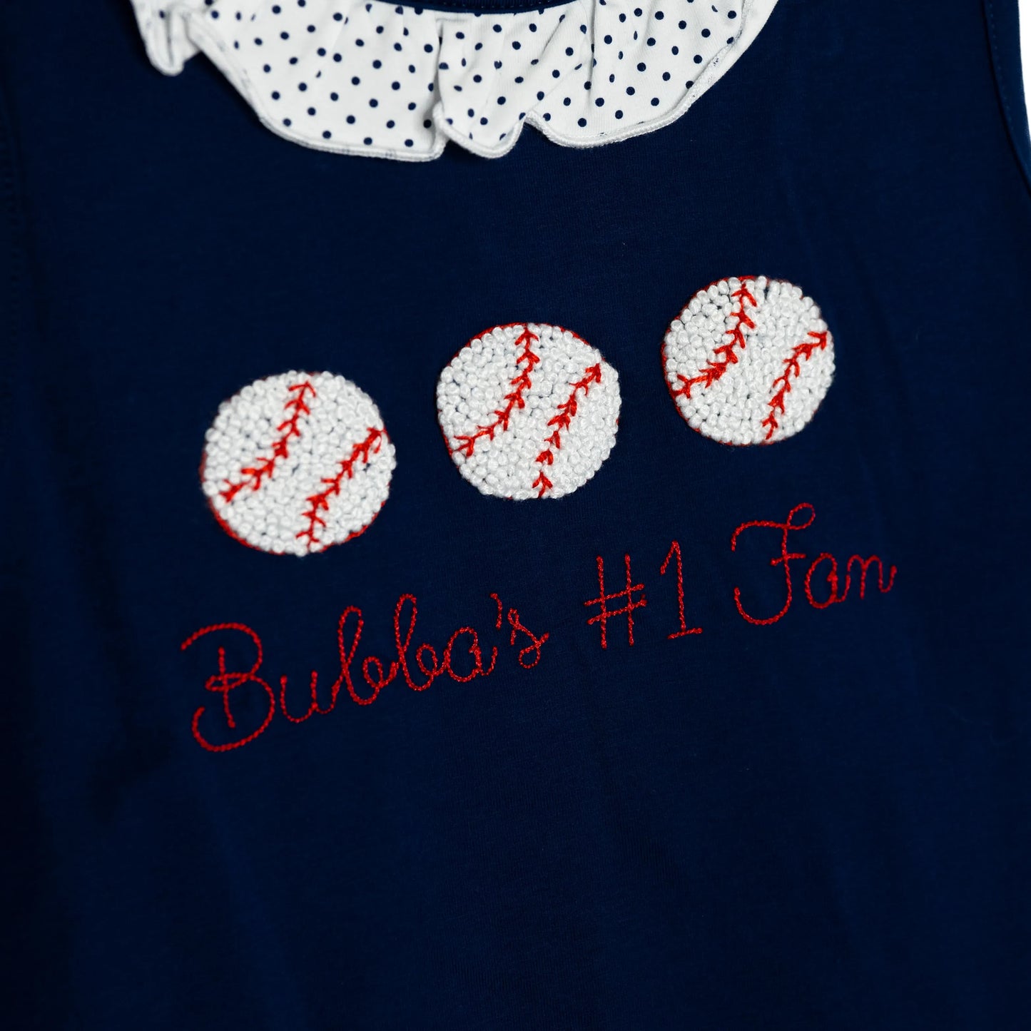 Girls French Knot Baseball Bow Back Diaper Set