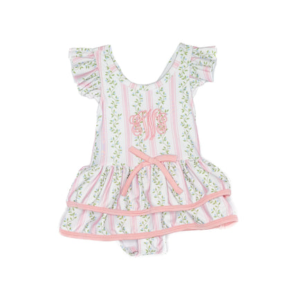 Pink Vines 1PC Skirted Swim