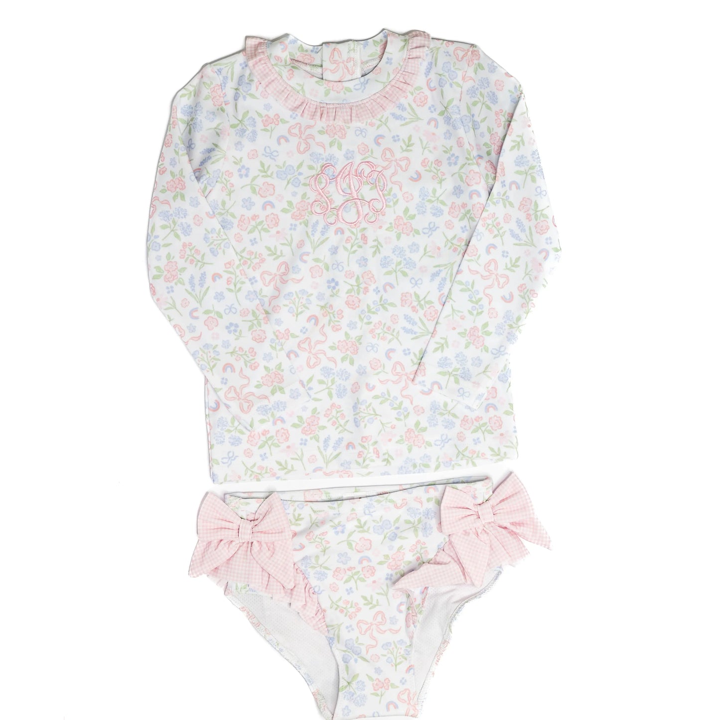Pastel Floral Bows 2PC Rash Guard