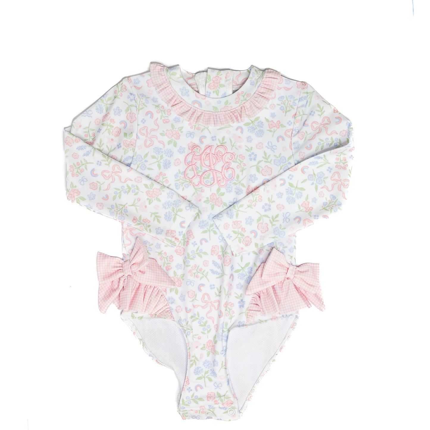 Pastel Floral Bows 1PC Rash Guard