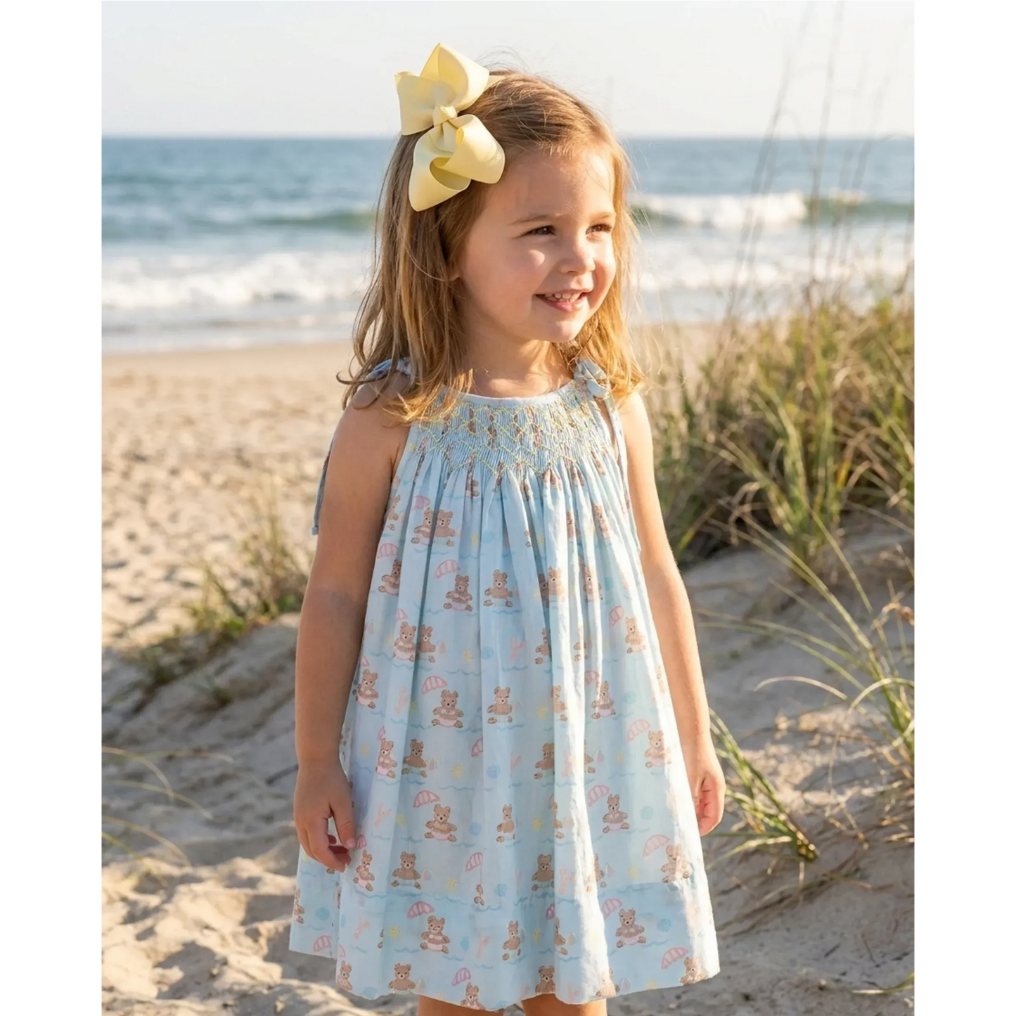 Beach Teddy Bears Smocked Dress
