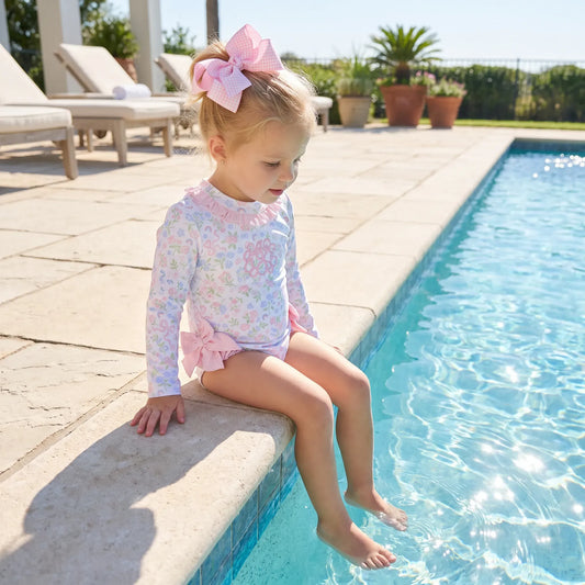 Pastel Floral Bows 1PC Rash Guard