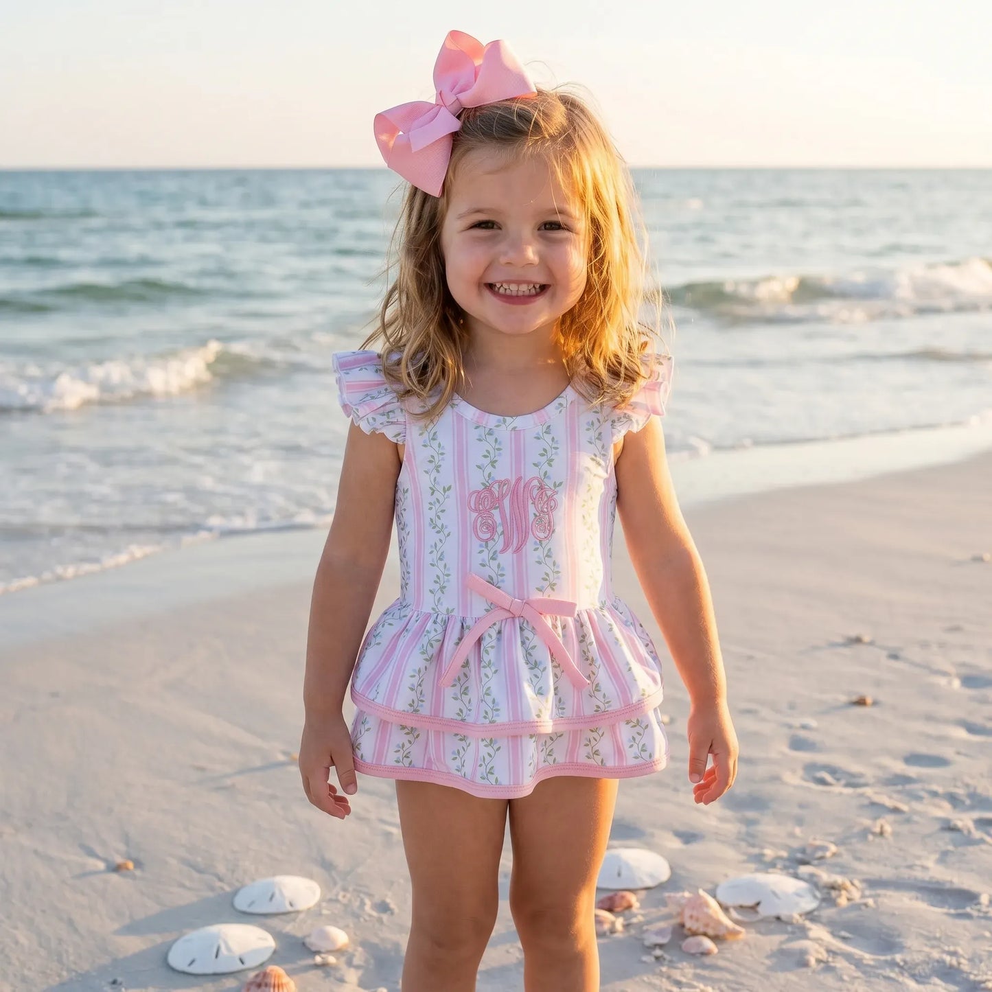 Pink Vines 1PC Skirted Swim