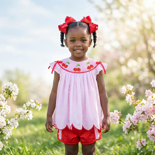 Smocked Cherries Short Set