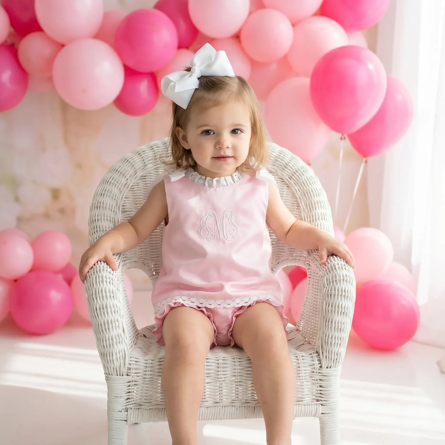 Pink Heirloom Smocked Diaper Set