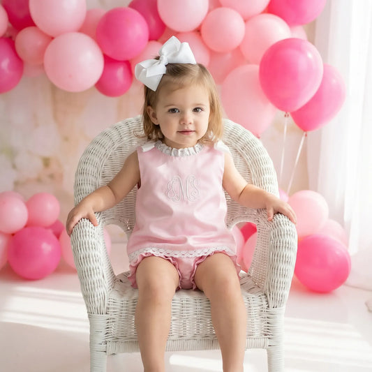 Pink Heirloom Smocked Diaper Set