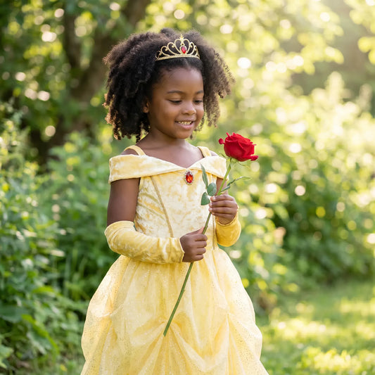 Velvety Soft Yellow Princess Gown with Arm Warmers
