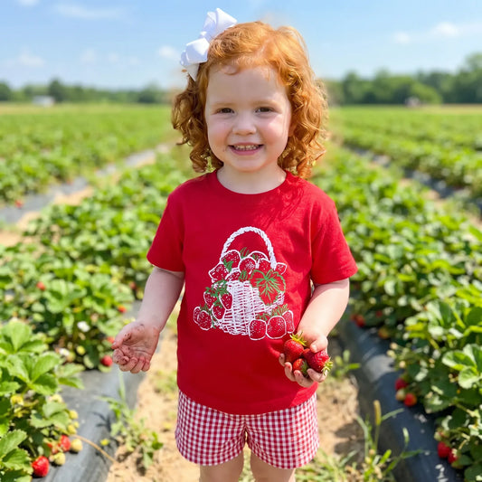 Red Strawberry Basket T-Shirt