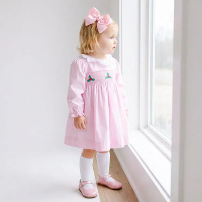 Girls Pink Smocked Holly Dress
