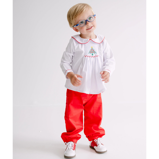 Boys Smocked Tree Bubble Pant Set