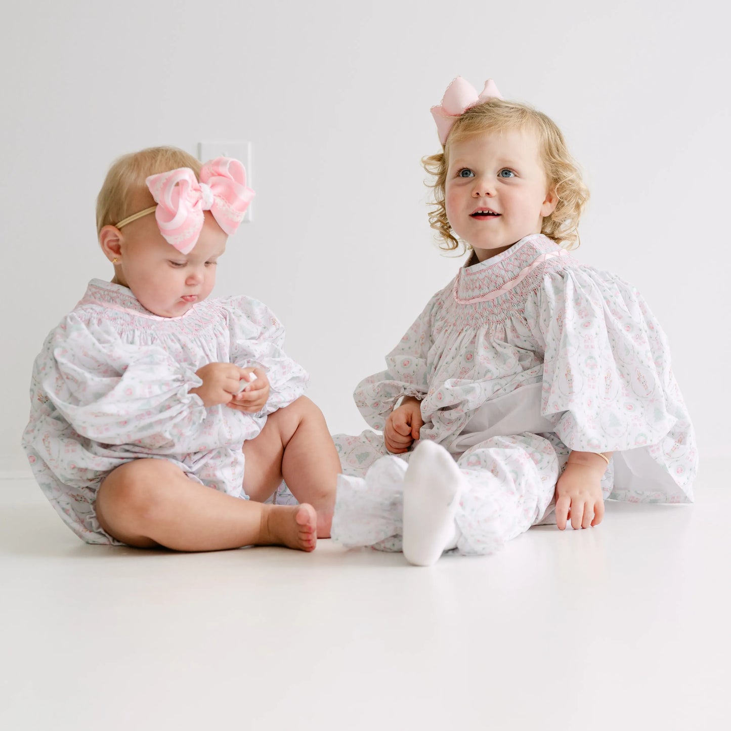 Pink Nutcracker Geometric Smocked Bishop Pant Set