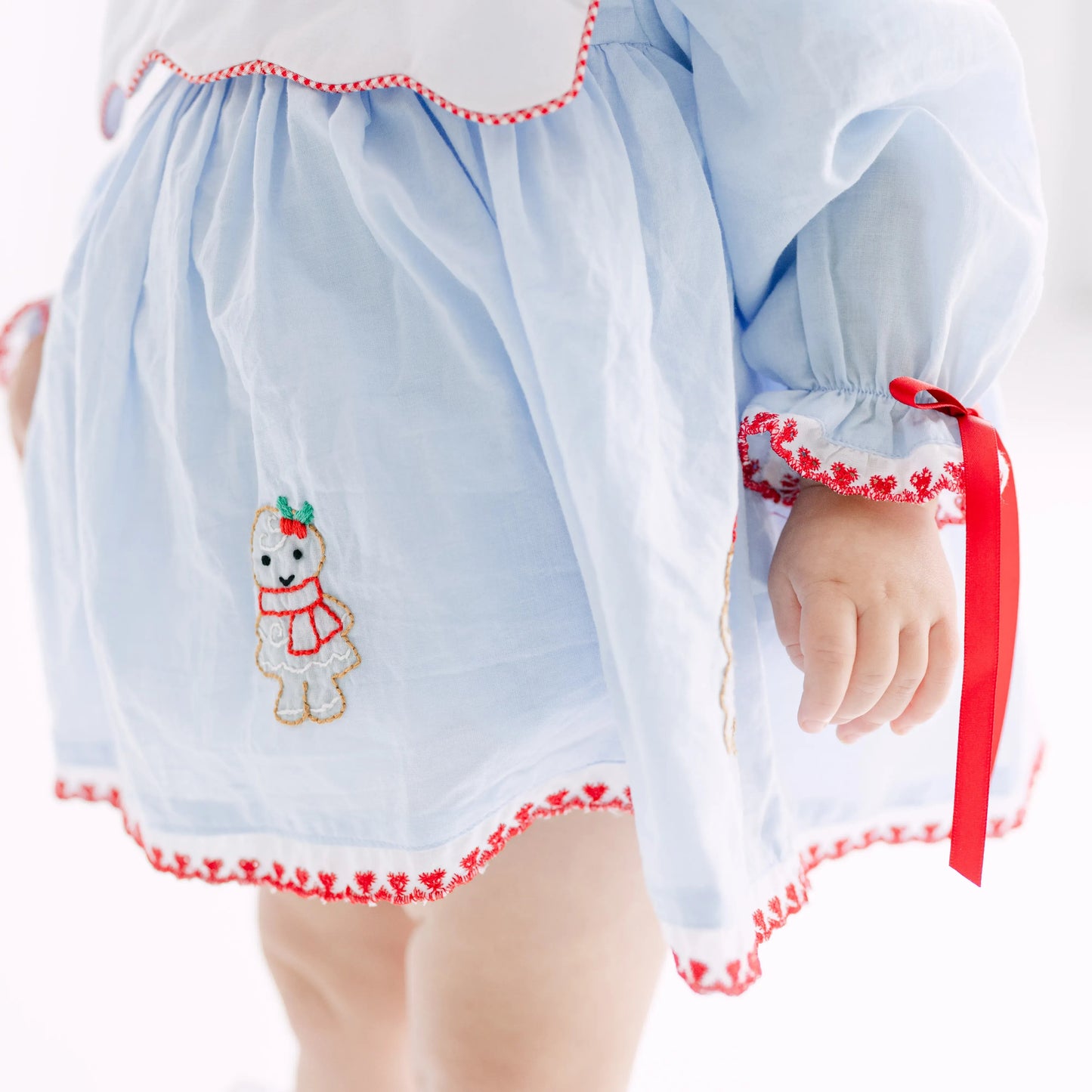 Girls Blue Shadow Embroidered Gingerbread Girls Skirted Bubble