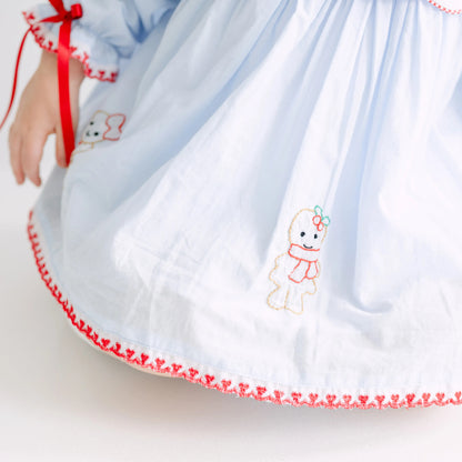 Girls Blue Shadow Embroidered Gingerbread Girls Bloomer Set