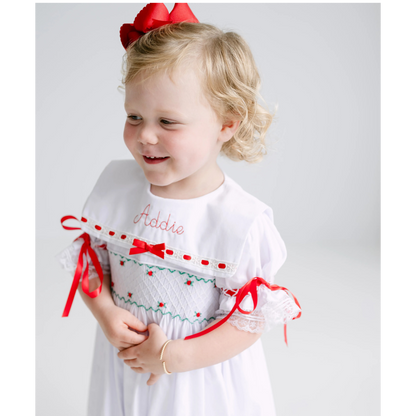 Ribbon & Lace Smocked Bib Collar Dress