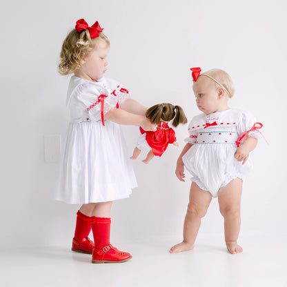 Ribbon & Lace Smocked Bib Collar Bubble