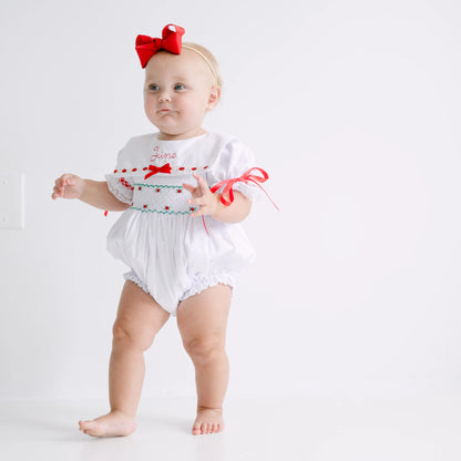Ribbon & Lace Smocked Bib Collar Bubble