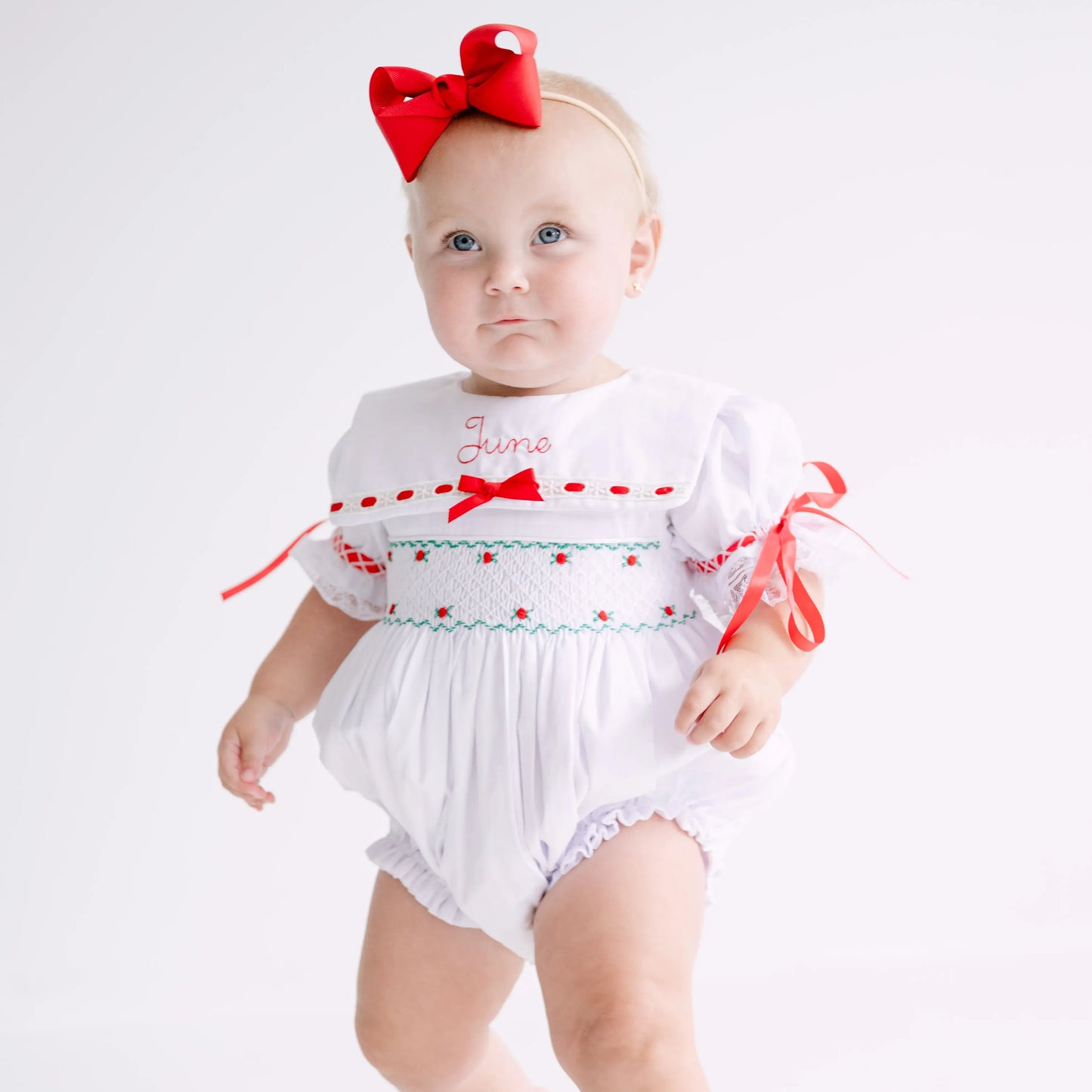 Ribbon & Lace Smocked Bib Collar Bubble