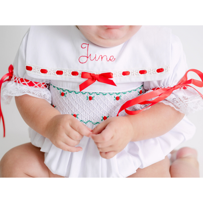 Ribbon & Lace Smocked Bib Collar Bubble