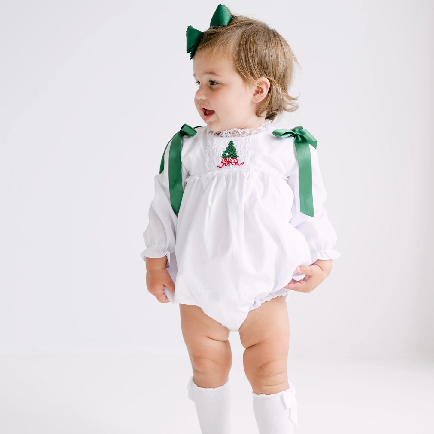 Smocked Christmas Tree & Pearls Bubble