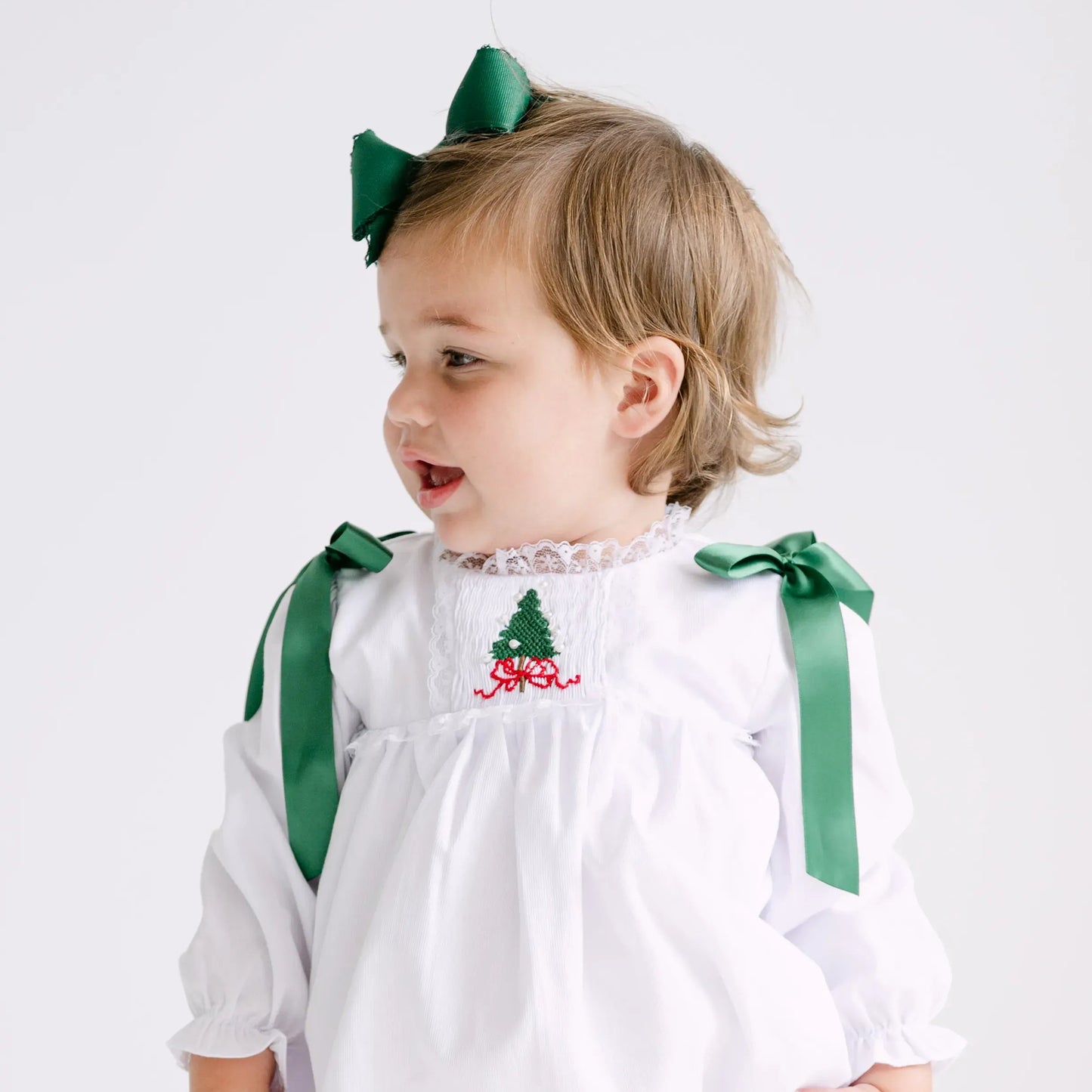 Smocked Christmas Tree & Pearls Dress