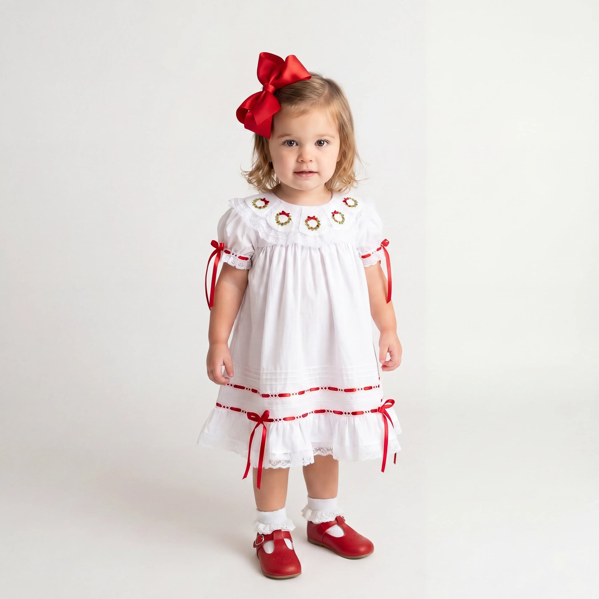 Heirloom Christmas Wreath Dress 3T