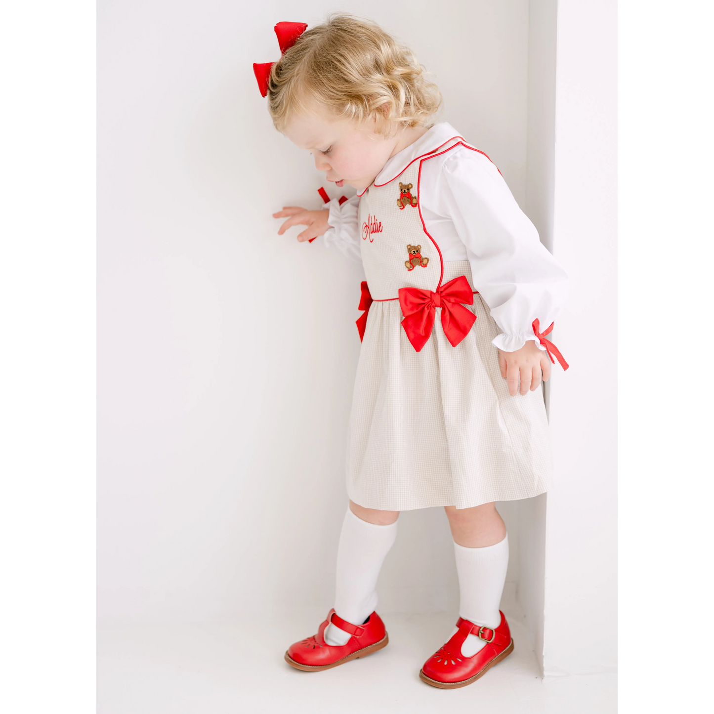 Girls Christmas Teddy Bears Dress & Shirt