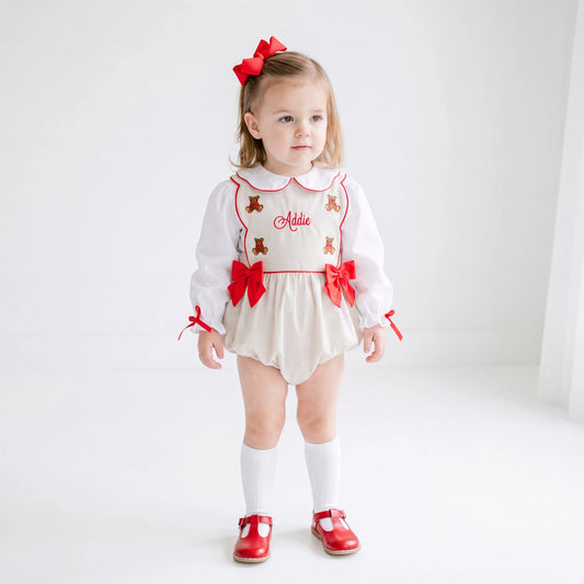 Girls Christmas Teddy Bears Bubble & Shirt